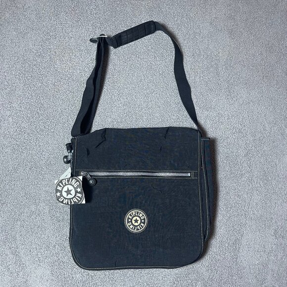 Kipling Madhouse Postman Crossbody Expandable Black Messenger Bag NWT - Picture 1 of 7